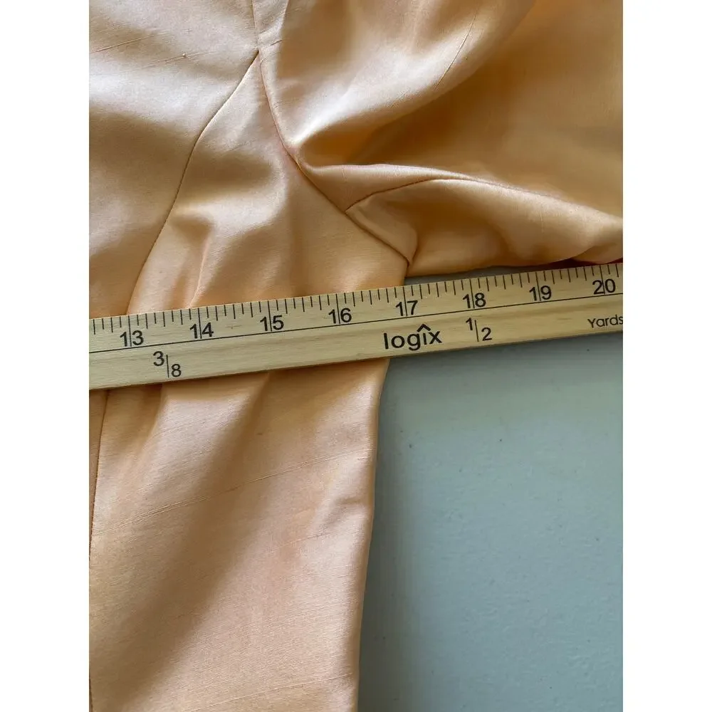 Adrianna Papell Pant Suit Women's Size 6‎ Peach Silk Floral Bead Asian Inspired